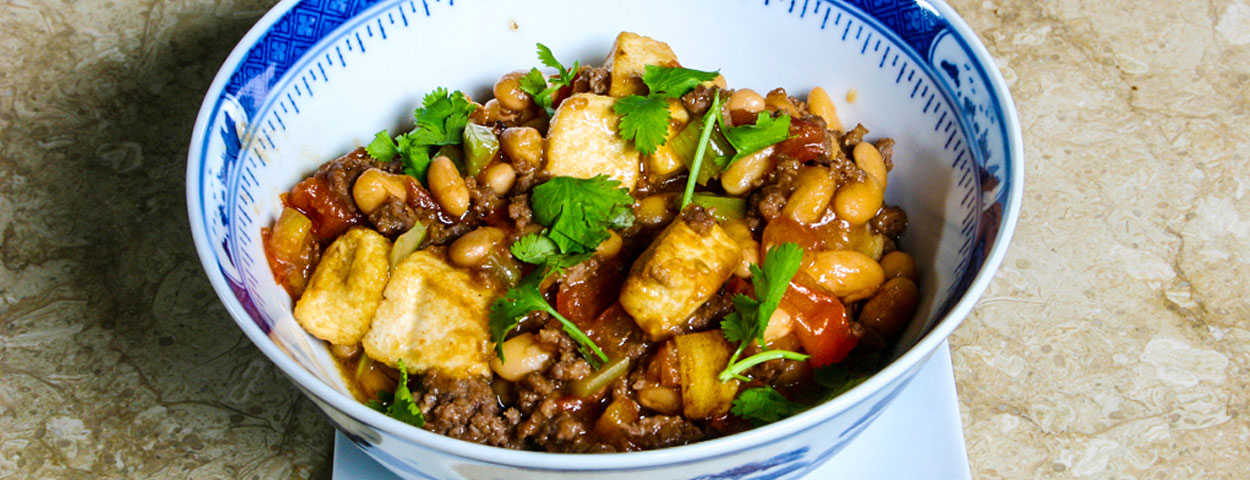 Fried Tofu with Baked Beans