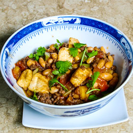 Fried Tofu with Baked Beans